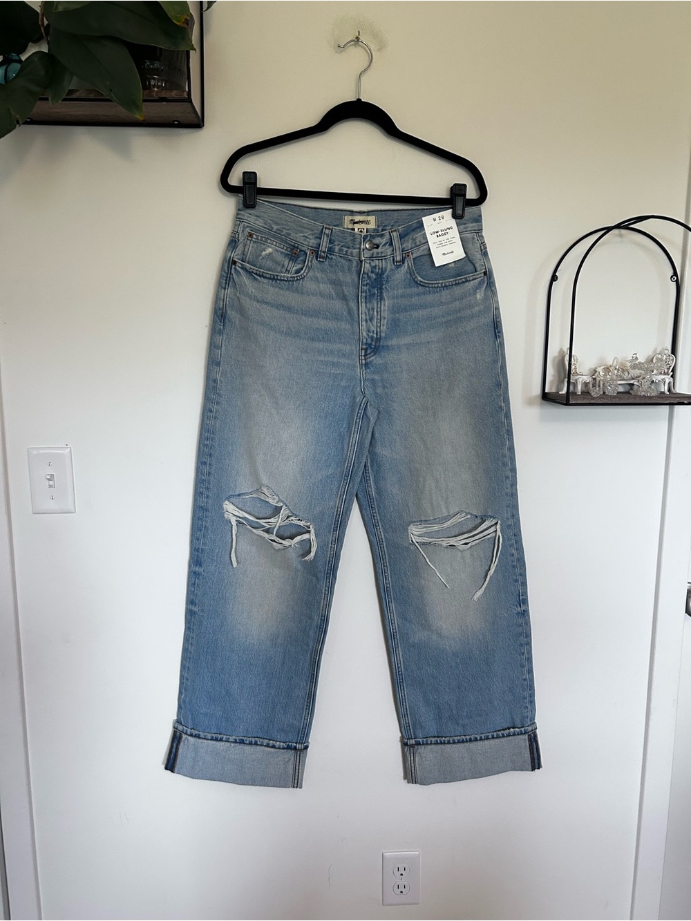 NWT Madewell Low-Slung Baggy Jeans Hallstead Wash Rigid Size 28